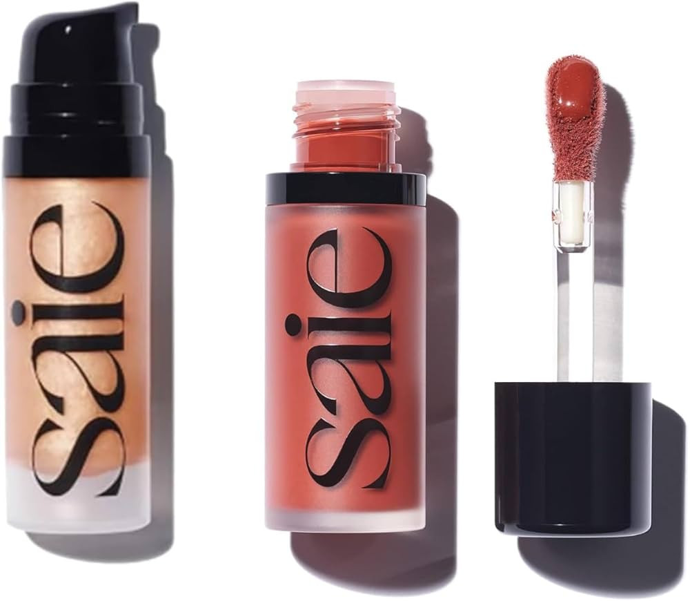 Saie Mini Glowy Super Gel Lightweight llluminator & Makeup Primer - Sunglow (0.5 oz) + Dew Blush ... | Amazon (US)