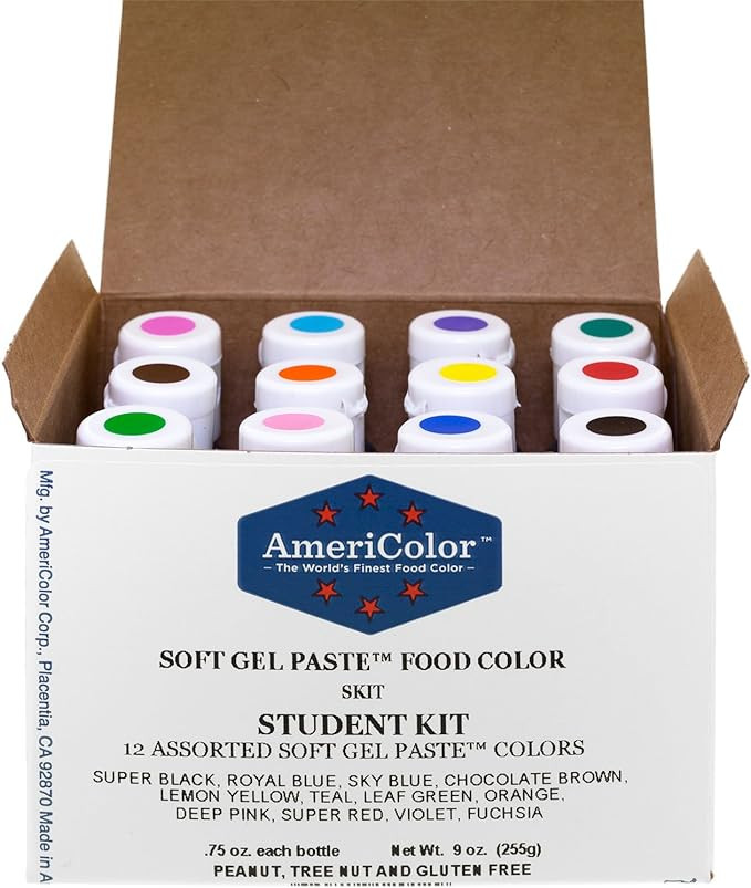 Food Coloring AmeriColor Student - Kit 12 .75 Ounce Bottles Soft Gel Paste Colors | Amazon (US)