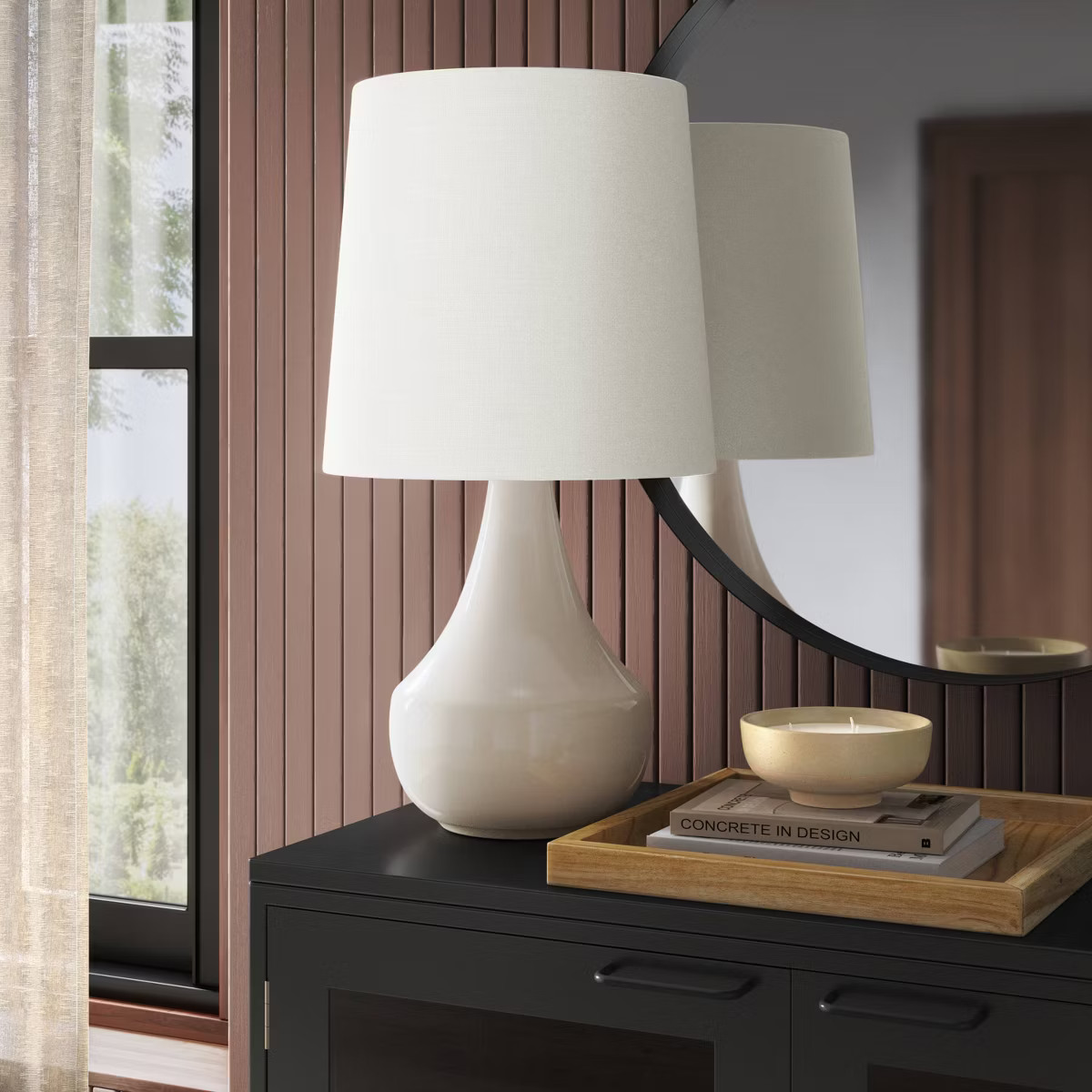21.75"x11.5" Montreal Wren Assembled Table Lamp White - Threshold™: Ceramic Base, No Assembly R... | Target