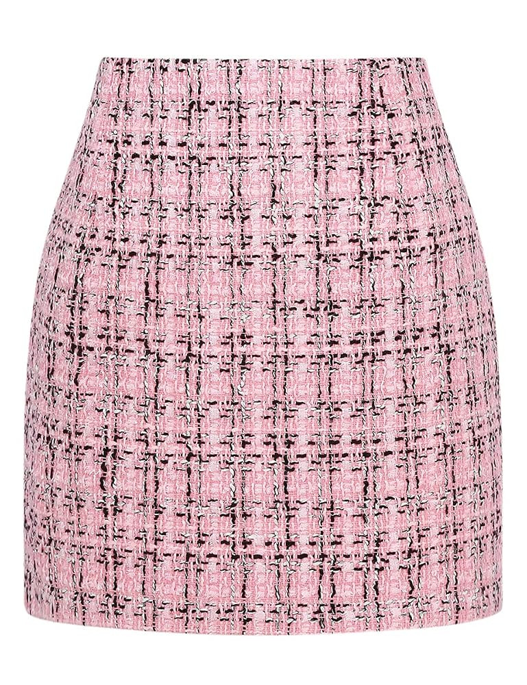 IDEALSANXUN Womens High Waist Plaid Skirt Bodycon Pencil Wool Mini Skirts | Amazon (US)
