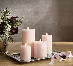 Premium Flickering Flameless Wax Pillar Candle - Salt Washed | Pottery Barn (US)
