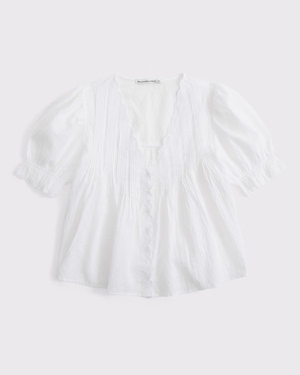 Short-Sleeve Button-Through Blouse | Abercrombie & Fitch (US)
