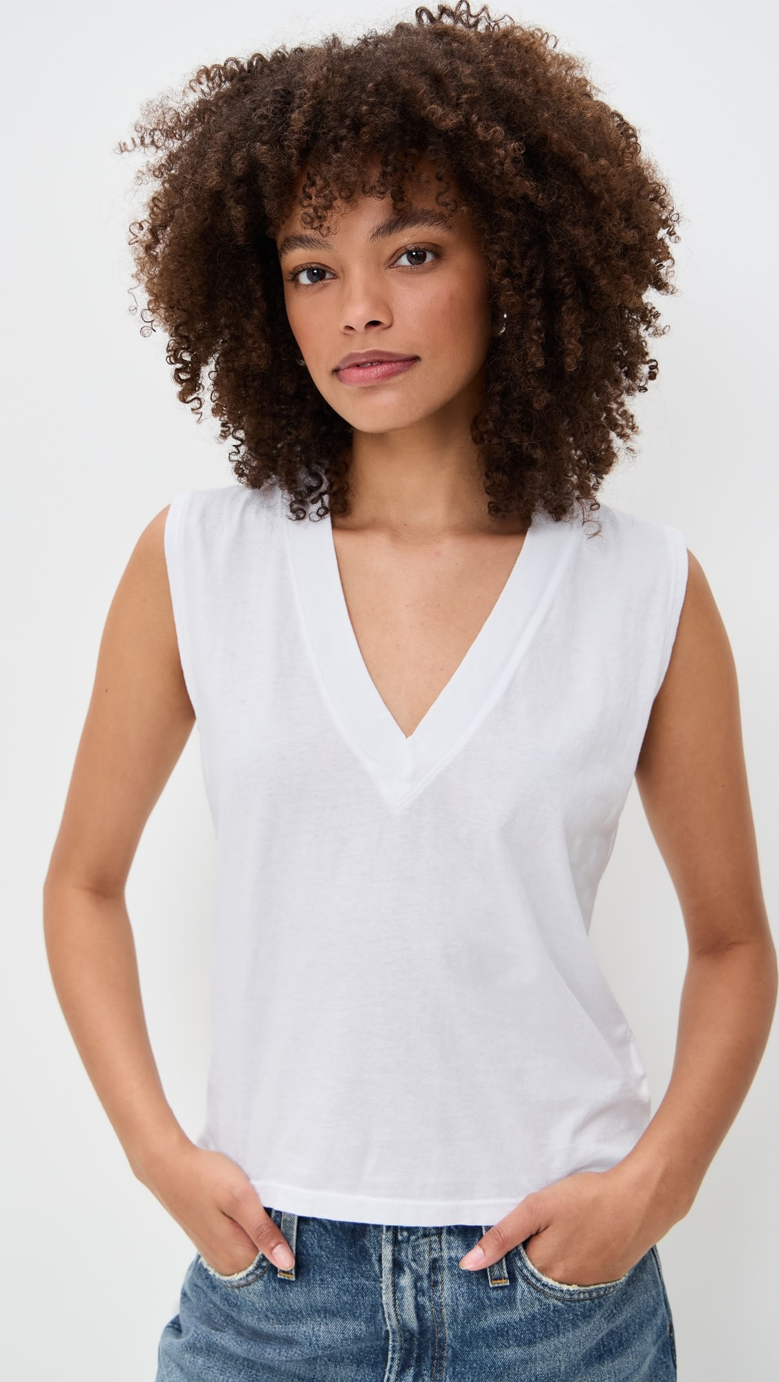 Margot Cotton Sleeveless V Neck Tee | Shopbop