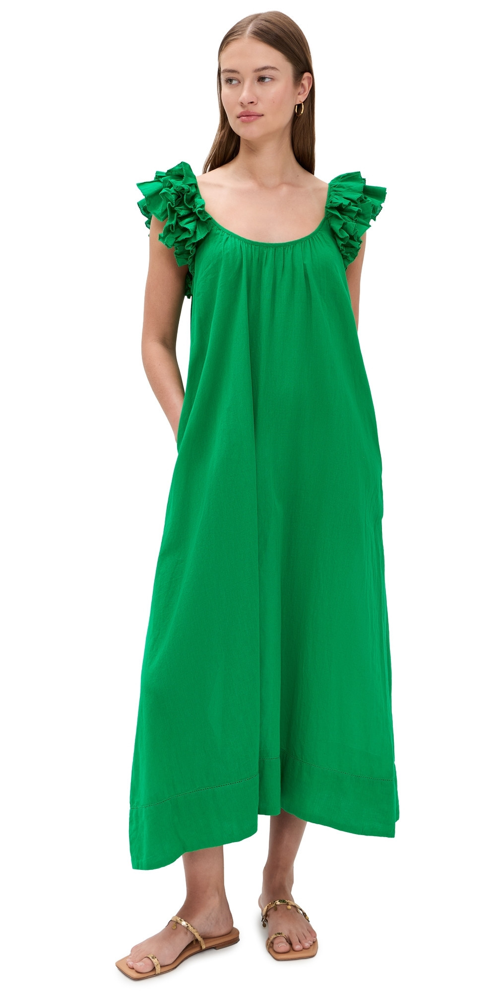 THE GREAT. The Ruffle Coverup Bright Sprig 0 | Shopbop