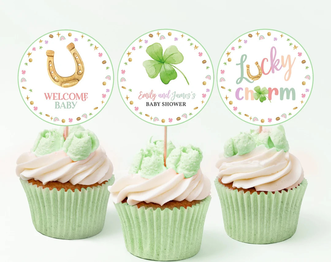 St Patricks Day Baby Shower Cupcake Topper Lucky Charm Girl Gender Neutral Party Decor Little Sha... | Etsy (US)