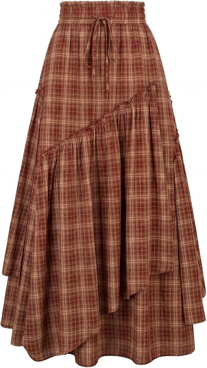 SCARLRT Darkness Long Skirts for Women Renaissance Flowy Pirate Maxi Skirt | Amazon (US)