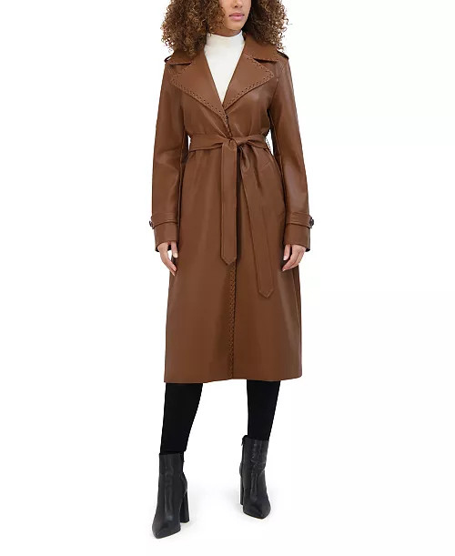 Kenneth Cole Women's Faux Leather Trench Coat - Macy's | Macy's