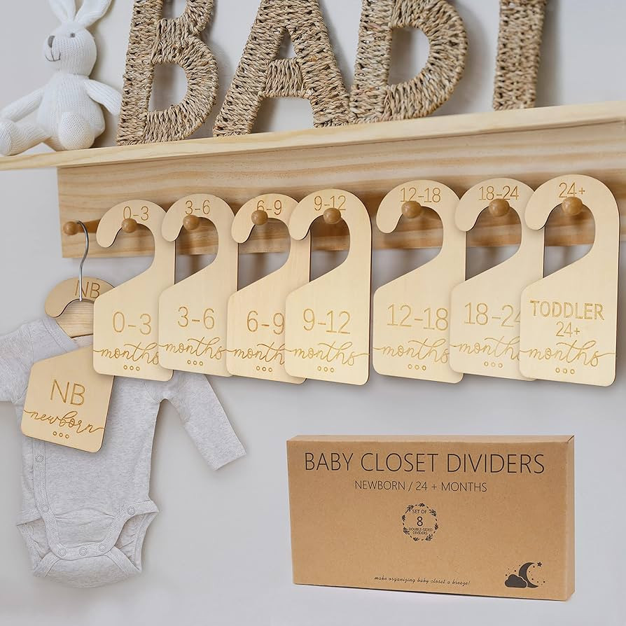 Onyiboer Baby Closet Dividers for Clothes Organizer - Set of 8 Beautiful Wooden Double-Sided Baby... | Amazon (US)