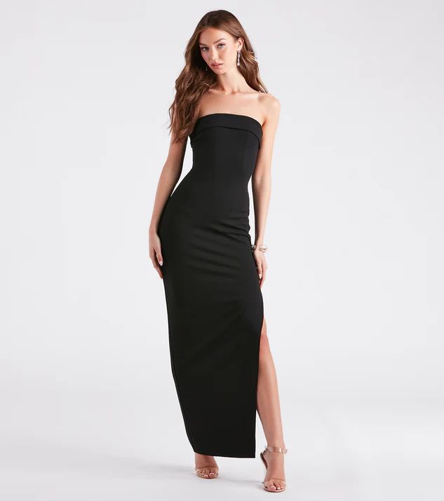 Kaisley Strapless High Slit Slim-Fit Formal Dress | Windsor Stores