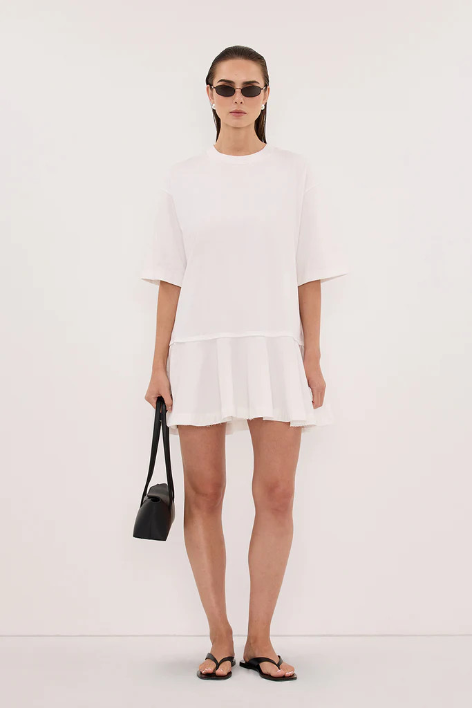 NOAH WHITE SHORT SLEEVE RUFFLE MINI DRESS | DISSH