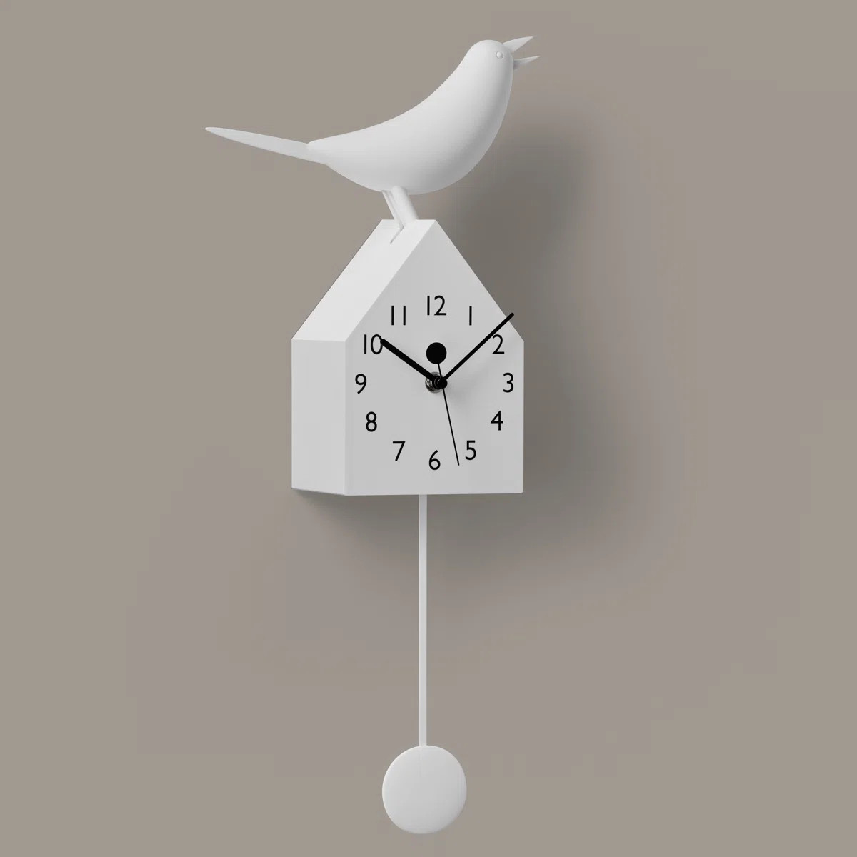 Salik 21" Kinetic Birdhouse Removable Pendulum Wall / Desk Clock (White) | Wayfair North America