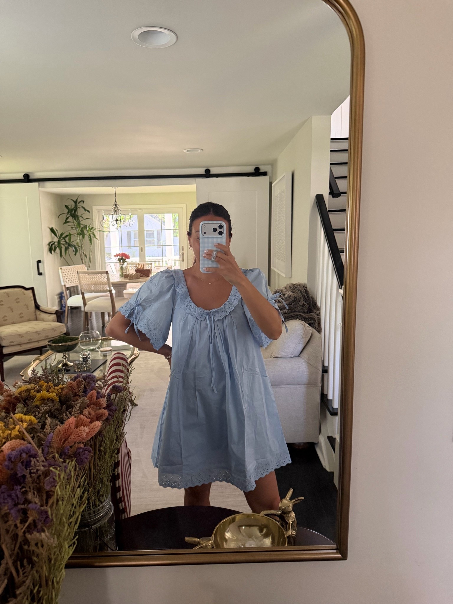 I am obsessed with this little dress! It's comfortable and flowy but has so many details on it. I'm in a S!

#LTKSeasonal #LTKgrwm #LTKootd
