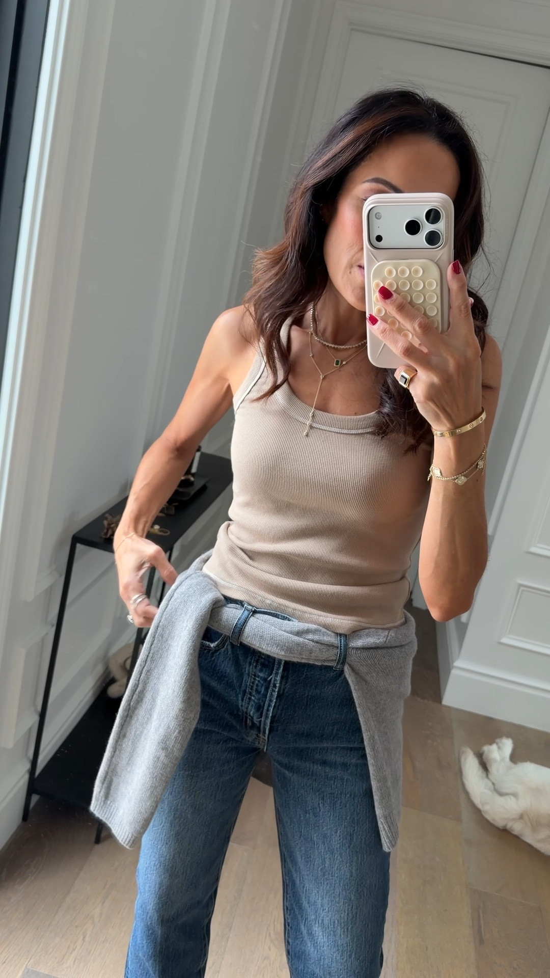 The cardigan I have in multiple colors! The perfect spring layer! 
Cardigan XS
Tank XS
Denim 24, tts 

#LTKSeasonal #LTKOver40