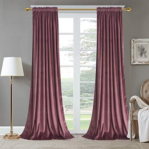 Roslynwood Home Decorative Velvet Curtains 52 inch Width for Bedroom Solid Soft Sunlight Block Wi... | Amazon (US)
