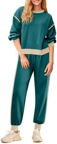 SHESHOW Fall Outfits for Women Colorblock Long Sleeve Tops High Waisted Jogger Pants Lounge Sets ... | Amazon (US)