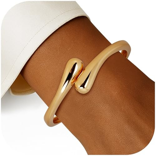 Gold Bangle Bracelets for Women Trendy 14K Gold Plated Twist Cuff Bracelet Jewelry, Dainty Gold Bangles Non Tarnish Fashion Jewelry Gift | Amazon (US)