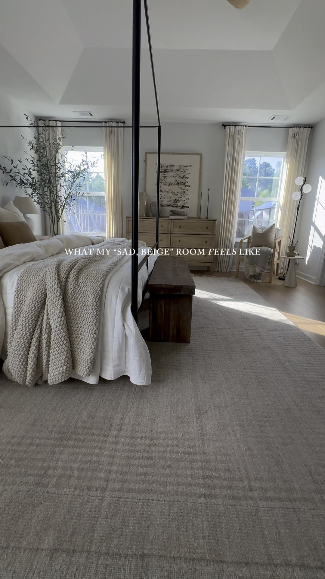 My “sad, beige” room 🤎

Canopy bed, affordable bedframe, wall art, abstract wall art, custom curtains, curtarra curtains, casaluna knit blanket, olive tree, faux tree

#LTKHome