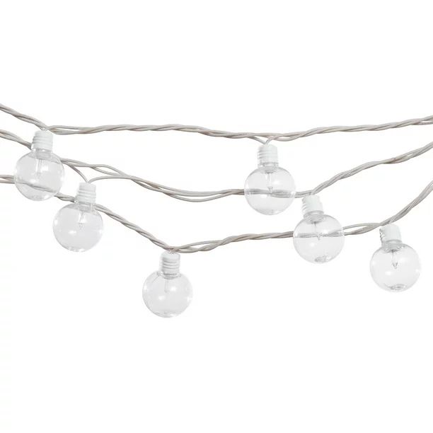Mainstays 20-Count Indoor Outdoor Incandescent String Lights, with White Cord, AC-powered, 6 Volt... | Walmart (US)