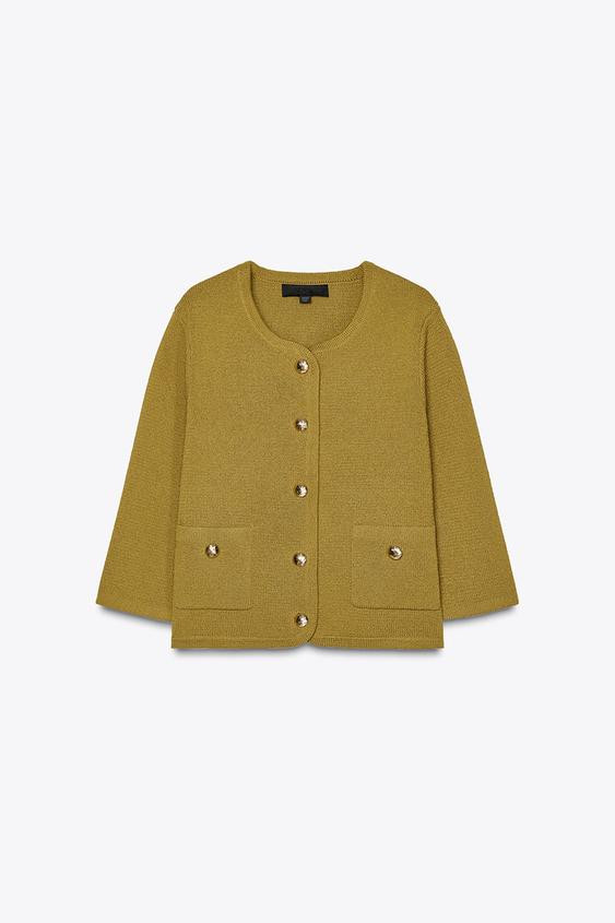 KNIT CARDIGAN WITH GOLDEN BUTTONS | Zara US