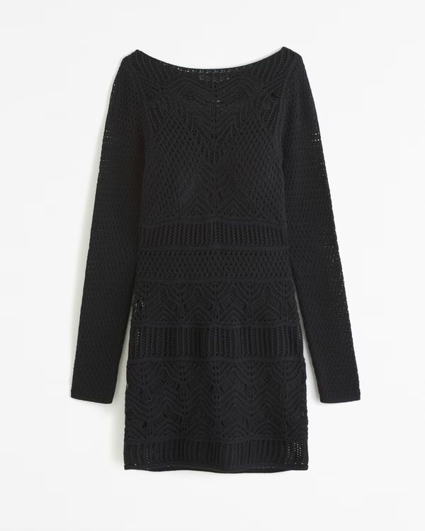 Long-Sleeve Crochet-Style Mini Dress | Abercrombie & Fitch (US)