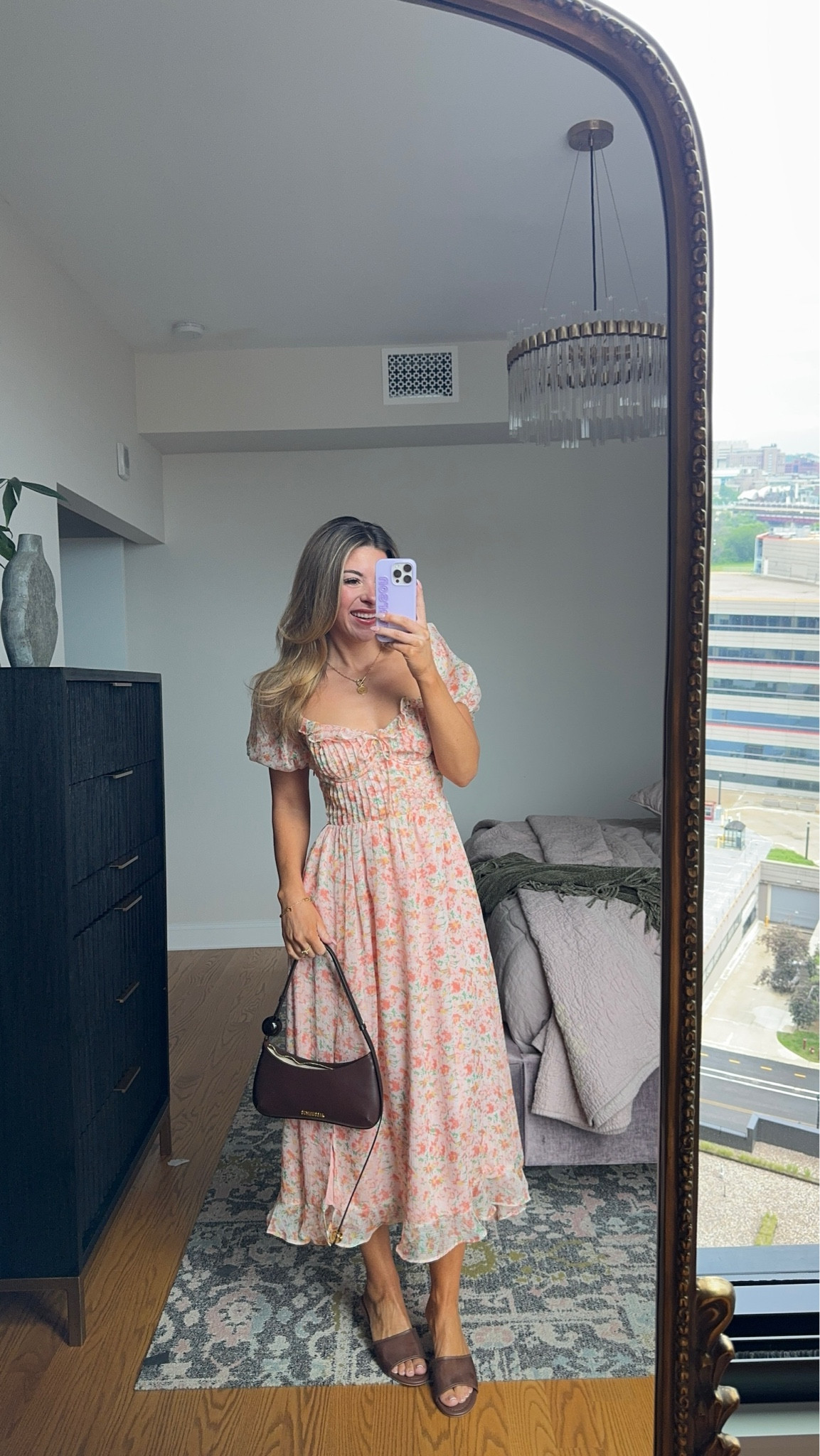 knee length dresses for ladies Ava Floral Pleated Midi Dress