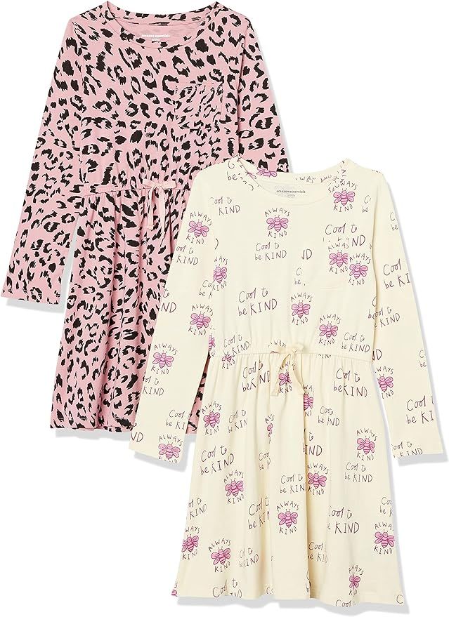 Amazon Essentials Girls and Toddlers' Long-Sleeve Elastic Waist T-Shirt Dress | Amazon (US)