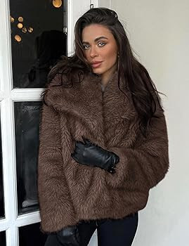 Yimoon Womens Faux Fur Coat Lapel Open Front Fluffy Shaggy Jacket Winter Warm Furry Overcoat | Amazon (US)