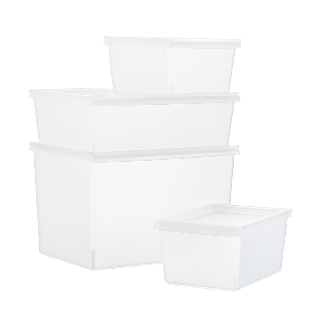 Clear Plastic Stacking Bins with Lids | The Container Store