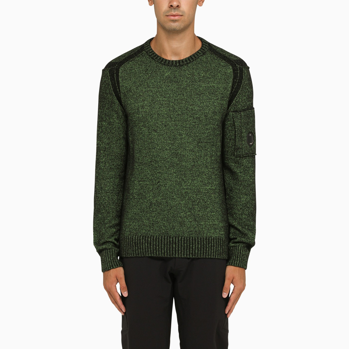 Green crew-neck sweater in wool blend | The Double F