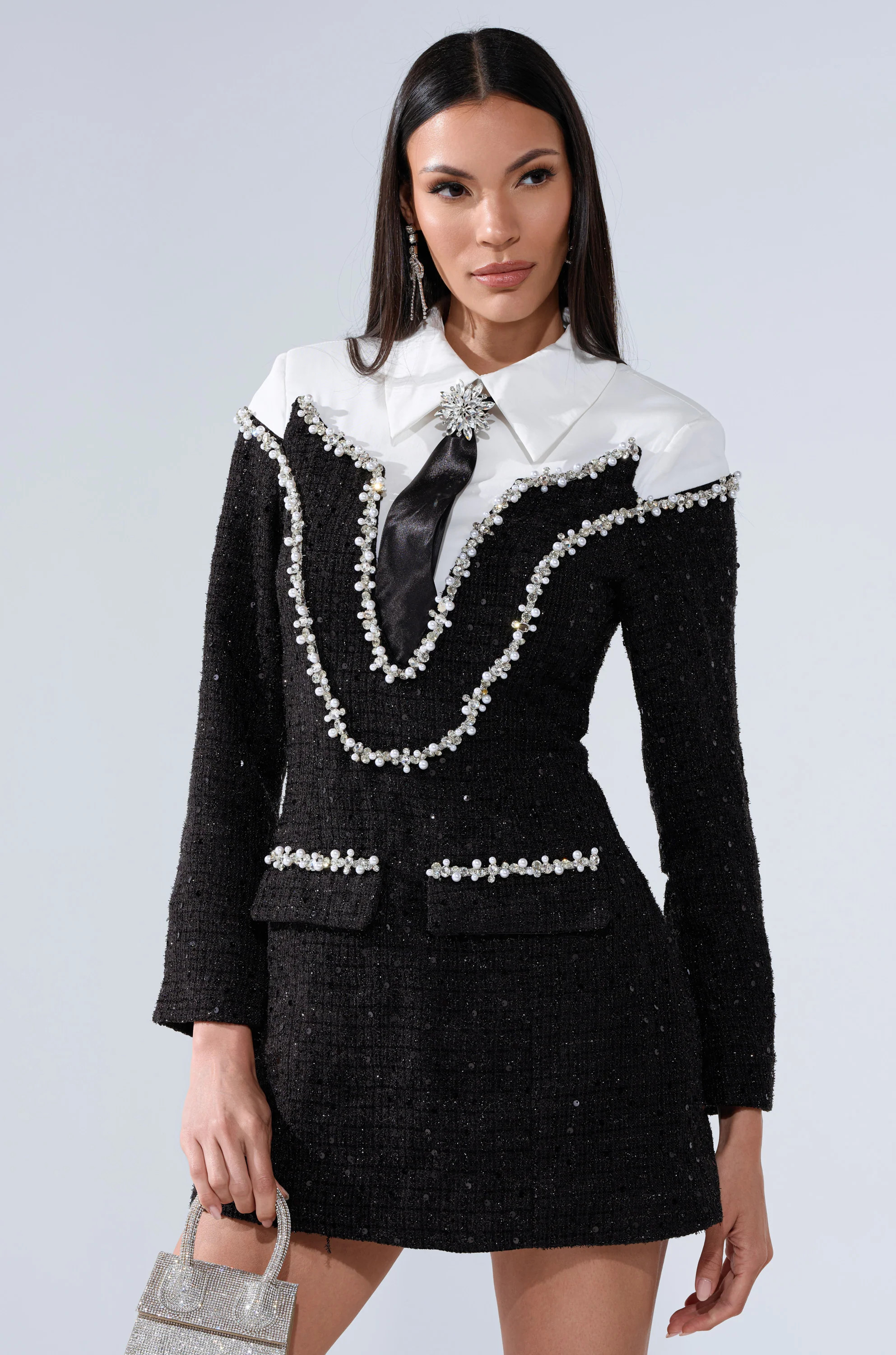 HIGH CLASS MINI DRESS WITH A TIE | AKIRA