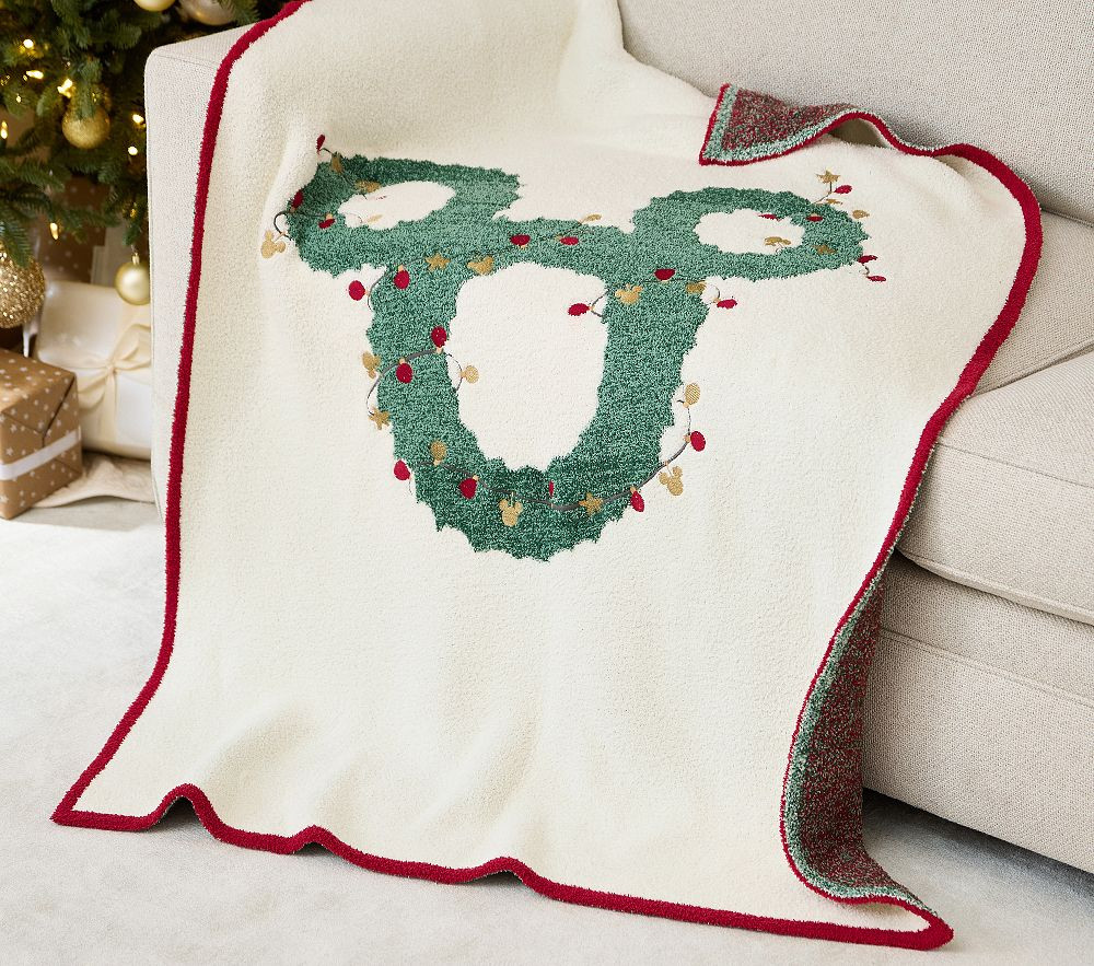 Disney Mickey Mouse and Friends Holiday Wreath Fuzzy Kid Throw Blanket | Pottery Barn Kids