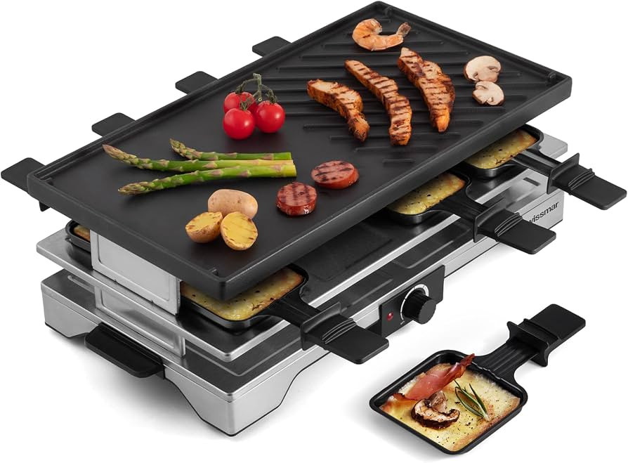 Swissmar Verso Indoor & Outdoor Raclette Grill with Cast Iron Reversible Griddle / Grill Top - 17... | Amazon (US)