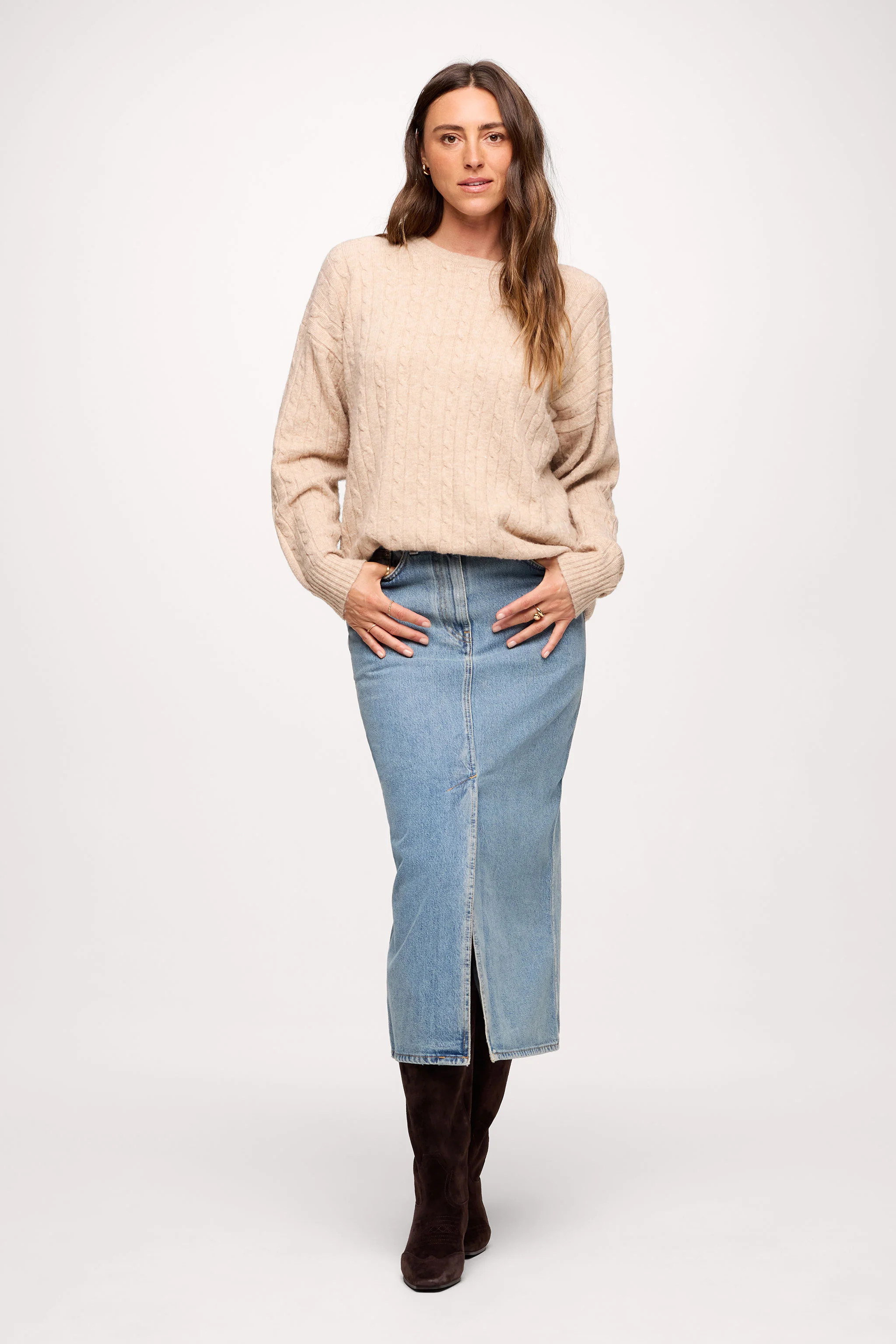Cozy Knit
      
    
  
  Cable Crewneck Sweater | nuuds