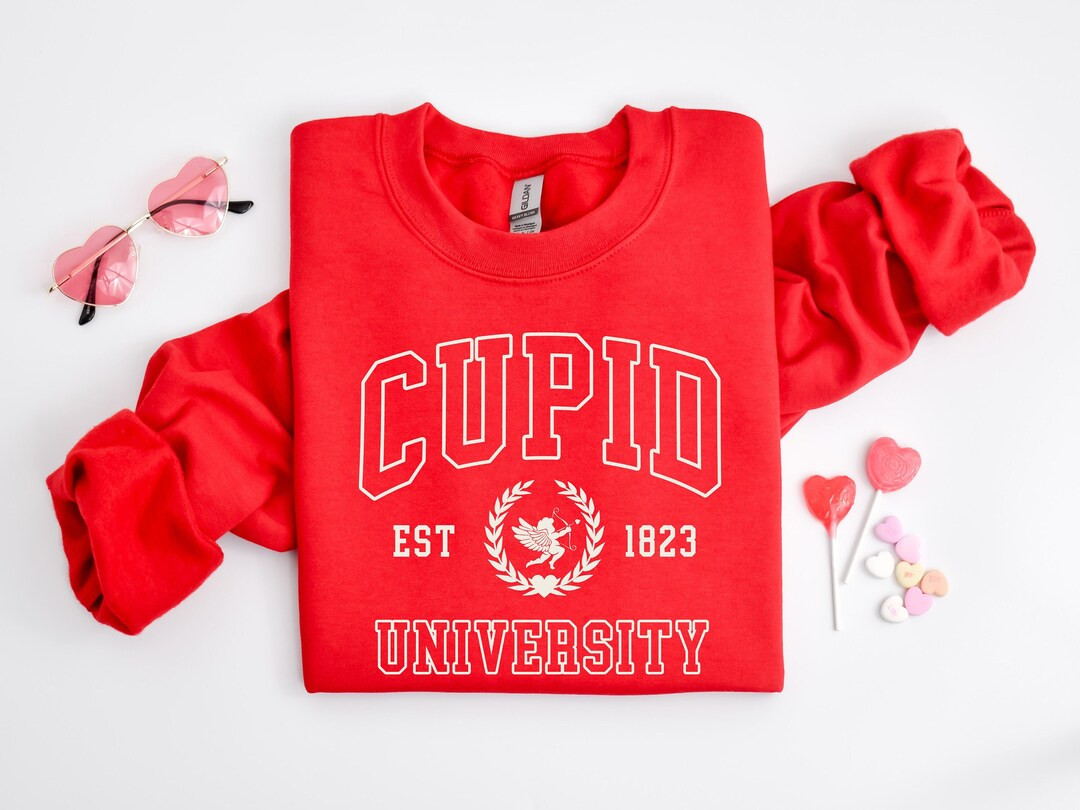 Cupid University Sweatshirt, Cute Valentine's Day Shirt, Funny College Sweatshirt, Love Crewneck ... | Etsy (US)