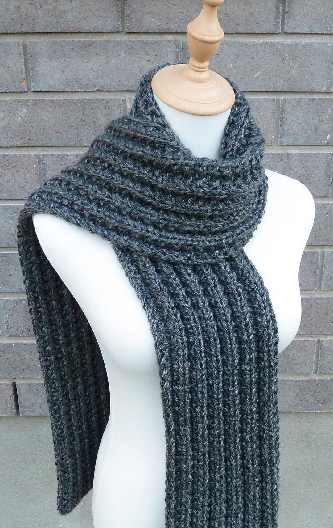 Charcoal Grey Scarf dark Grey Scarf Chunky Knit Scarf Ready to Ship - Etsy | Etsy (US)