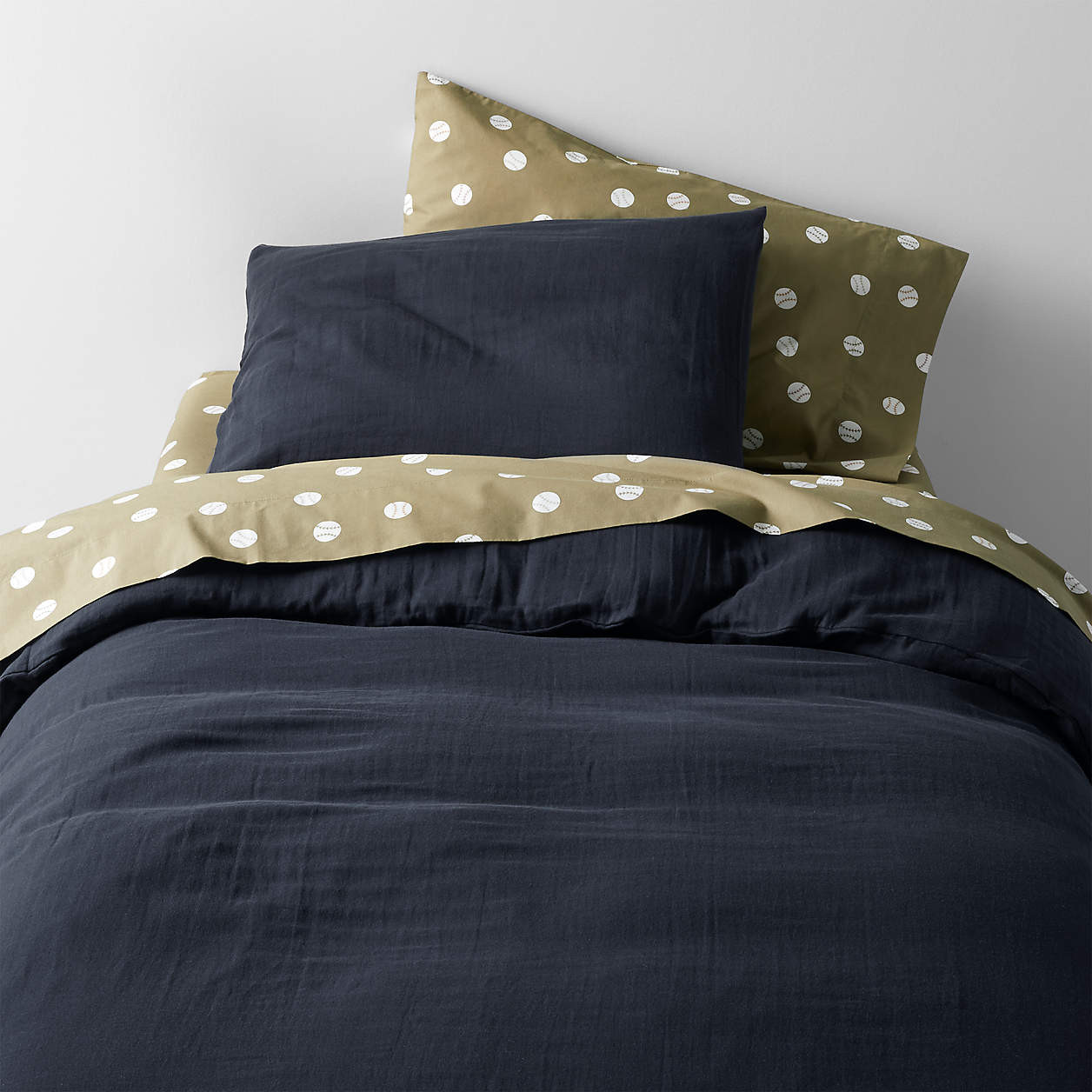 Supersoft Midnight Navy Blue 100% Organic Cotton Gauze Kids Full/Queen Duvet Cover + Reviews | Cr... | Crate & Barrel