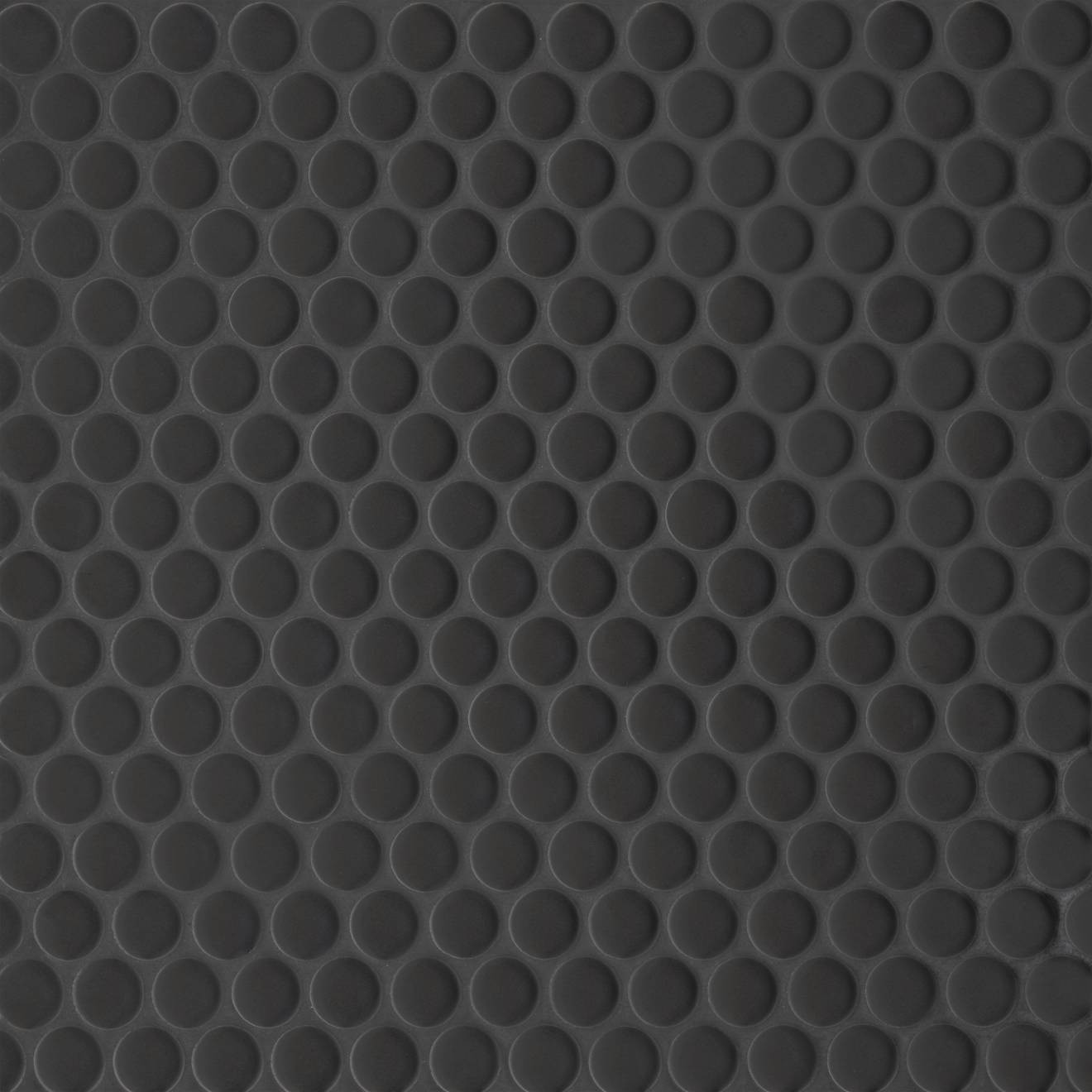 Le Cafe 3/4" x 3/4" Penny Round Matte Porcelain Mosaic Tile in Black | Bedrosians Tile and Stone