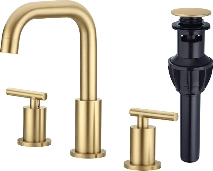 TRUSTMI Bathroom Faucet 2 Handle 8 Inch Brass Bathroom Sink Faucet 3 Hole Widespread with 360 Deg... | Amazon (US)