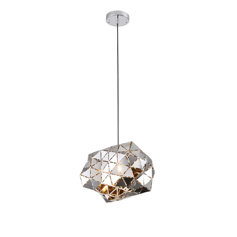 Rogersville 1-Light Chrome Geometric Pendant With A Chrome Metal Shade | Wayfair North America