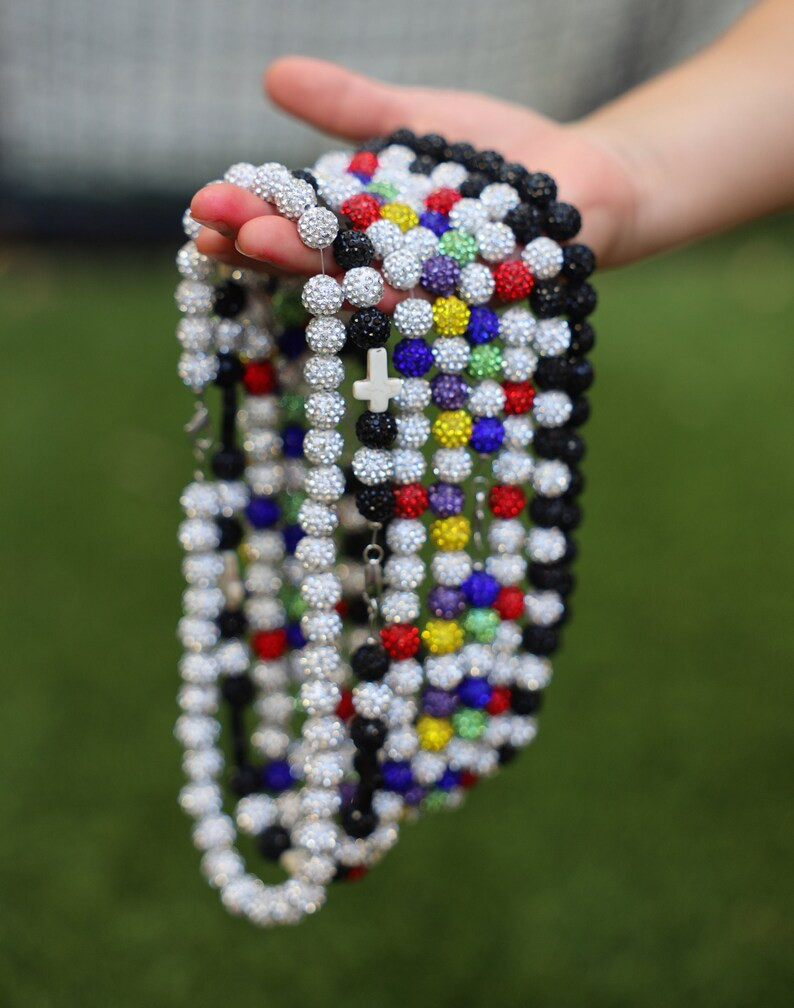 CUSTOM Baseball Sparkle Necklace Youth Sports 10mm Rhinestone Beads Team Colors - Etsy | Etsy (US)