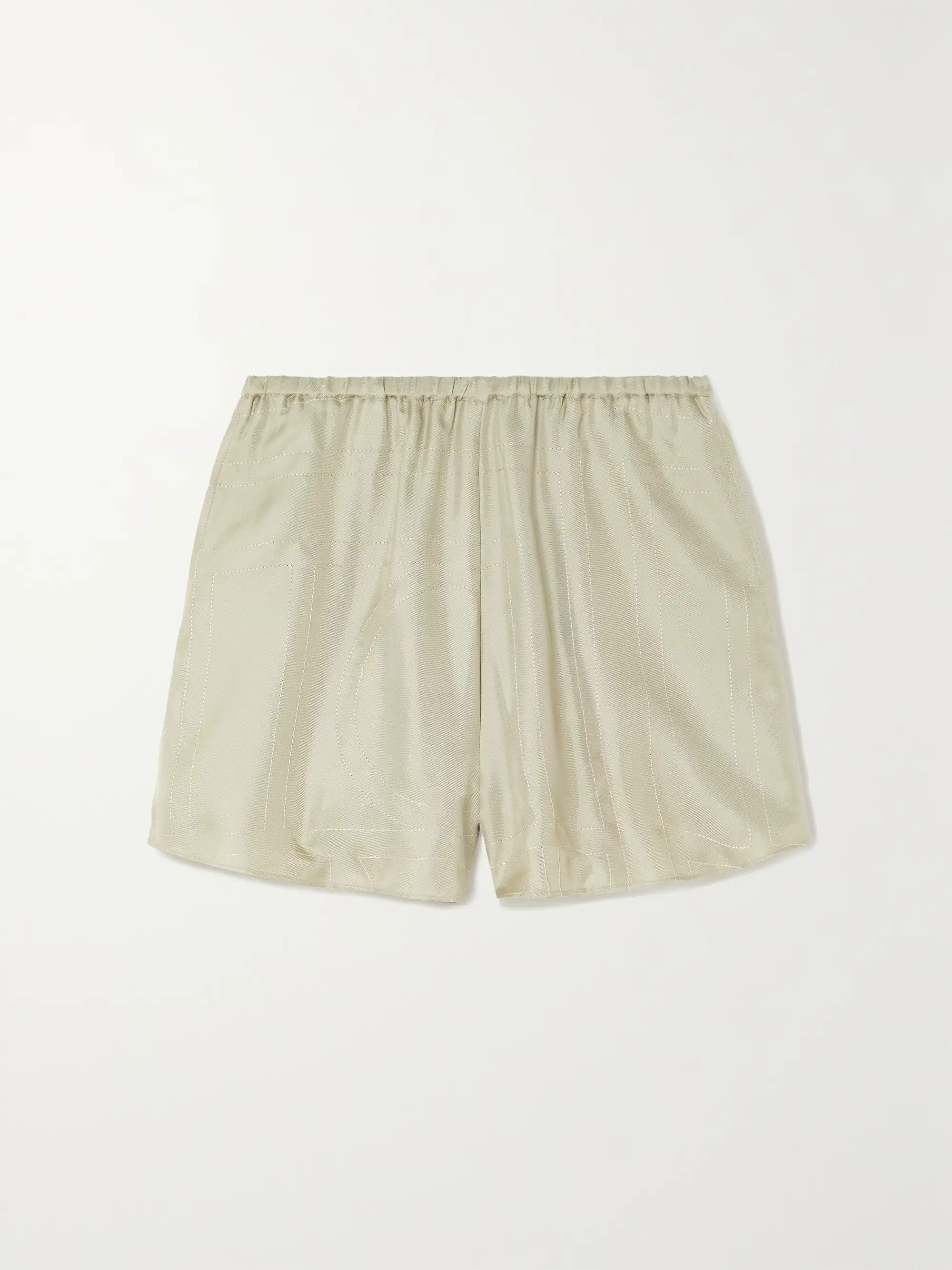 Embroidered silk-twill shorts | NET-A-PORTER (US)