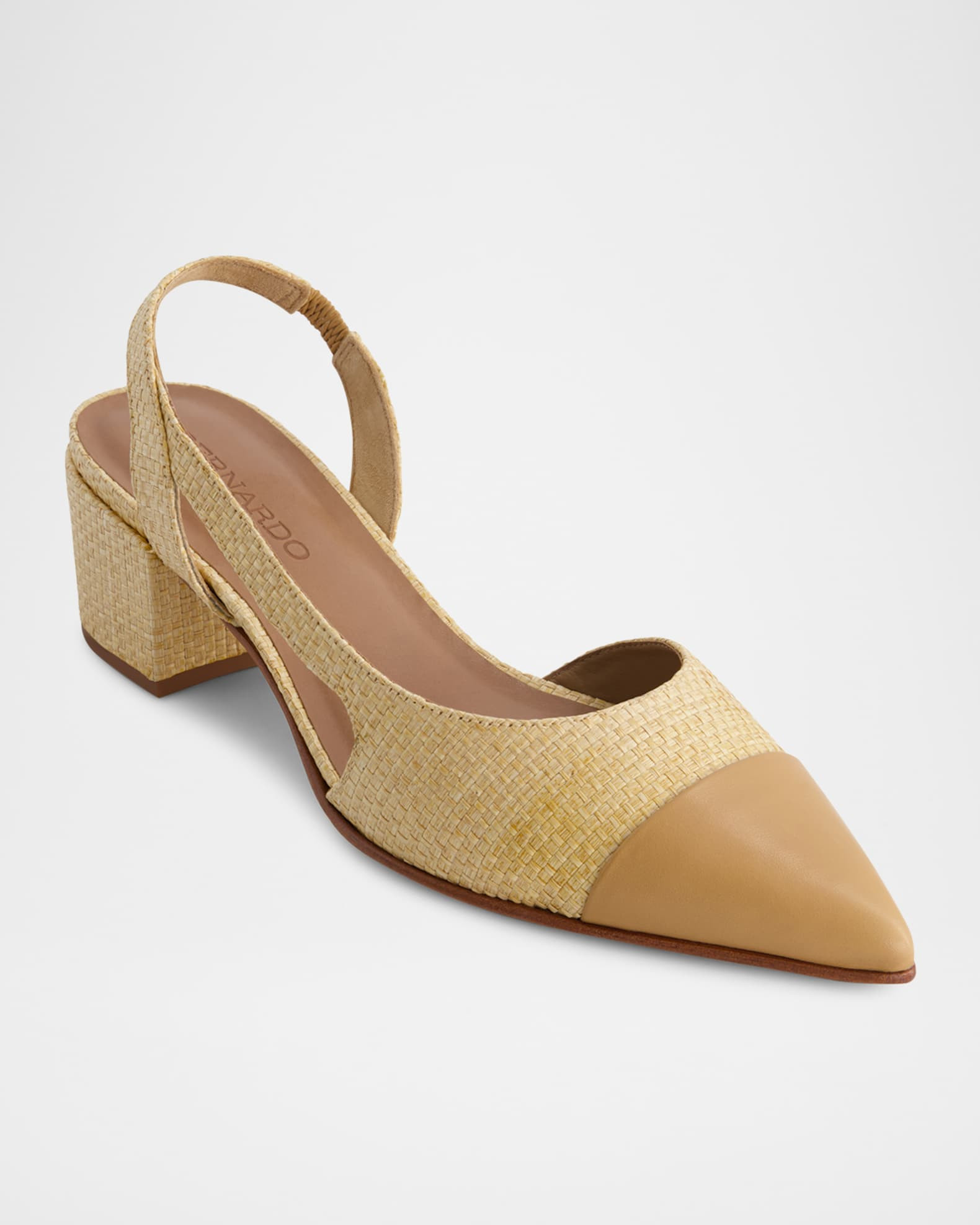 Monroe Raffia Leather Cap-Toe Pumps | Neiman Marcus