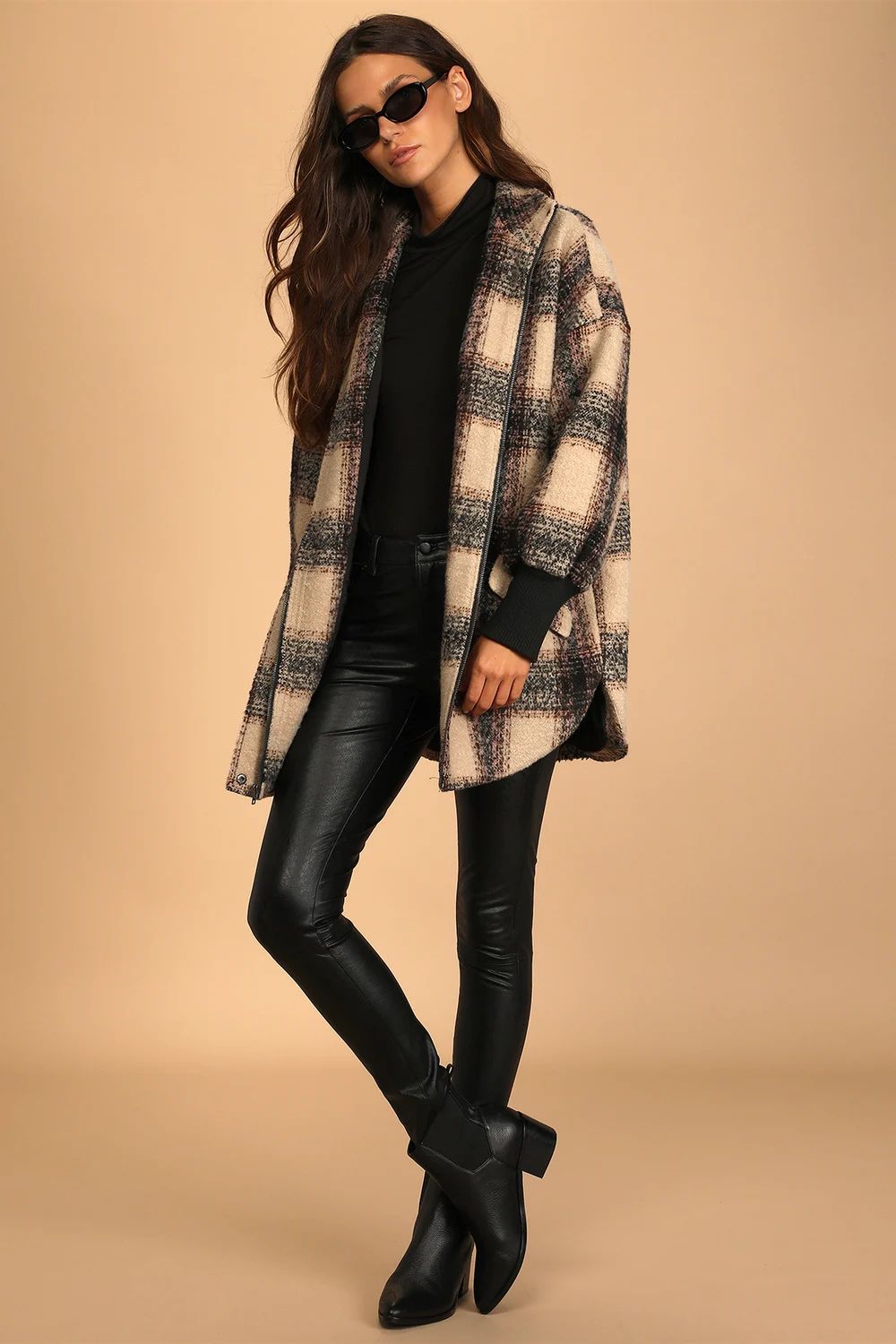 Layer on the Cozy Beige Multi Plaid Oversized Shacket | Lulus (US)