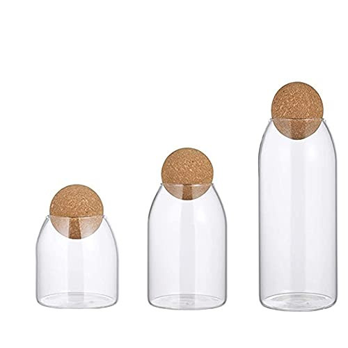 Piscepio Glass Jar with Wood Lid Ball Jar Food Storage Container Clear Candy Jars Food Storage Canister Sugar Coffee Tea Beans Spice Salt Storage 3 Pcs | Amazon (US)