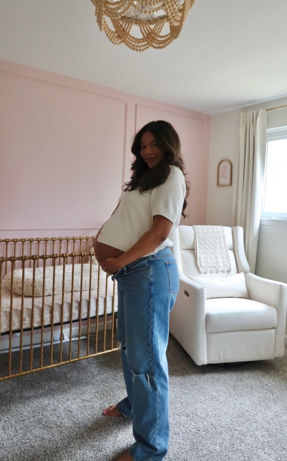 38 weeks pregnant ootd! Abercrombie style- bump outfit idea- bump style- low rise baggy jeans sized up 3 sizes! Wearing curve love 12 long- large cardigan 

#LTKSaleAlert #LTKBump #LTKStyleTip