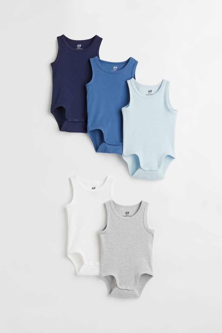 Conscious choice  Sleeveless bodysuits in soft cotton jersey with snap fasteners at gusset.Pieces... | H&M (US + CA)