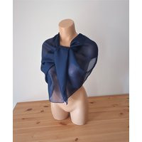 Vintage Navy Blue Semi Sheer Square Scarf Solid Dark Neck Women Minimalist Kerchief All Seasons See Through | Etsy (US)