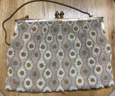 Spulcioni Firenze Vintage White & Gold Beaded Purse Evening Bag | eBay AU
