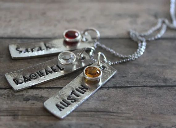 Hand Stamped Mother's Necklace, Personalized Mother's Necklace, Gifts for Mom, Mother's Day Gift, Bi | Etsy (US)
