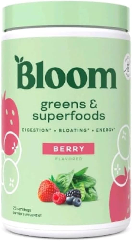 Bloom Nutrition Greens & Superfoods Powder, Mixed Berry, 25 Servings with Sunshine Saves Sticker | Amazon (US)